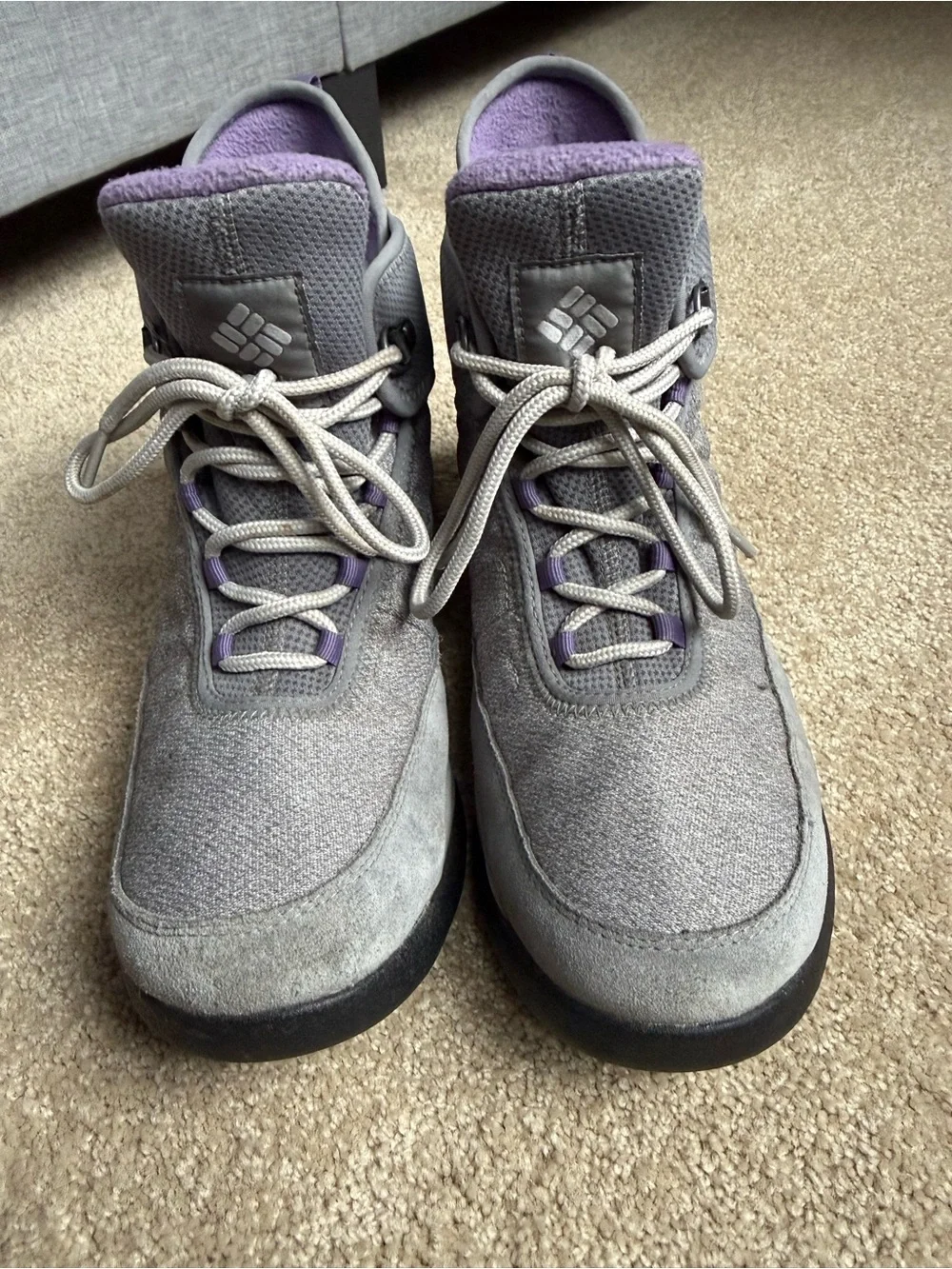 Columbia Gray and Lavender Women's Lace-Up Hiking /SnowWaterproof Boots Size 8